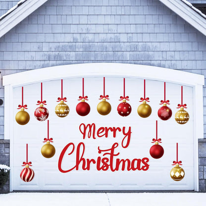 90shine 32PCS Christmas Garage Door Decorations Magnets - Merry Xmas Ball Holiday Refrigerator Fridge Kitchen Decor(Red, Silver)