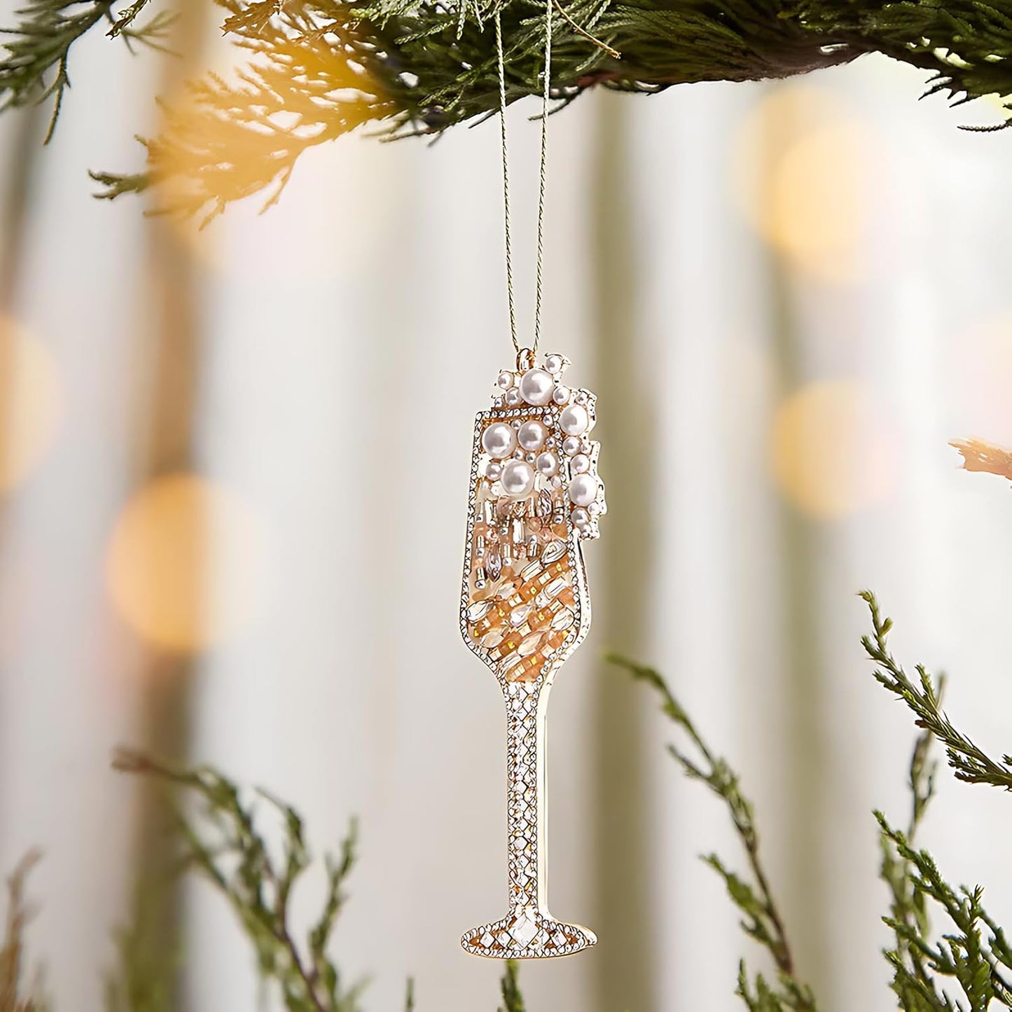 2025 Christmas Ornaments Champagne Ornament,Hanging Wine Glass Ornaments for Christmas Tree Decorations, Keepsake Gifts for Sisters Mother Grandma Women