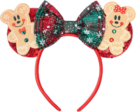 Christmas Mouse Ears Headband, Christmas Ears for Women Adult Kids, Christmas Headband Park Ears Christmas Party Cosplay Costumes Accessories (Ginger)