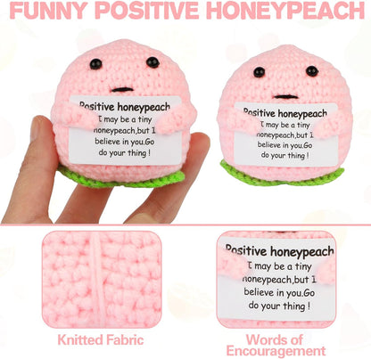Hoedia Handmade Emotional Pickle Gift, Cucumber Crochet Doll Inspirational Gifts with Cards, Cute Knitted Funny Support Pickle Potato Friend Birthday (Emotional Strawberry)