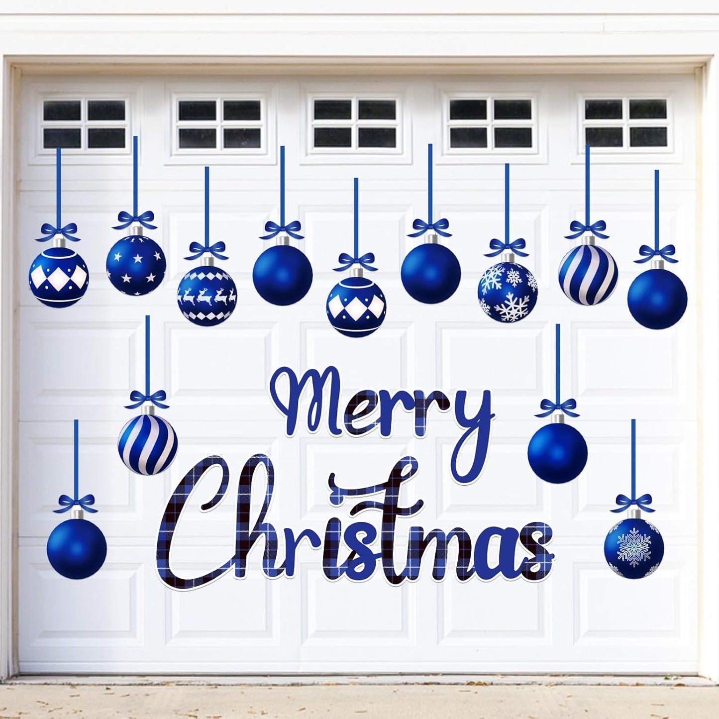90shine 32PCS Christmas Garage Door Decorations Magnets - Merry Xmas Ball Holiday Refrigerator Fridge Kitchen Decor(Red, Silver)