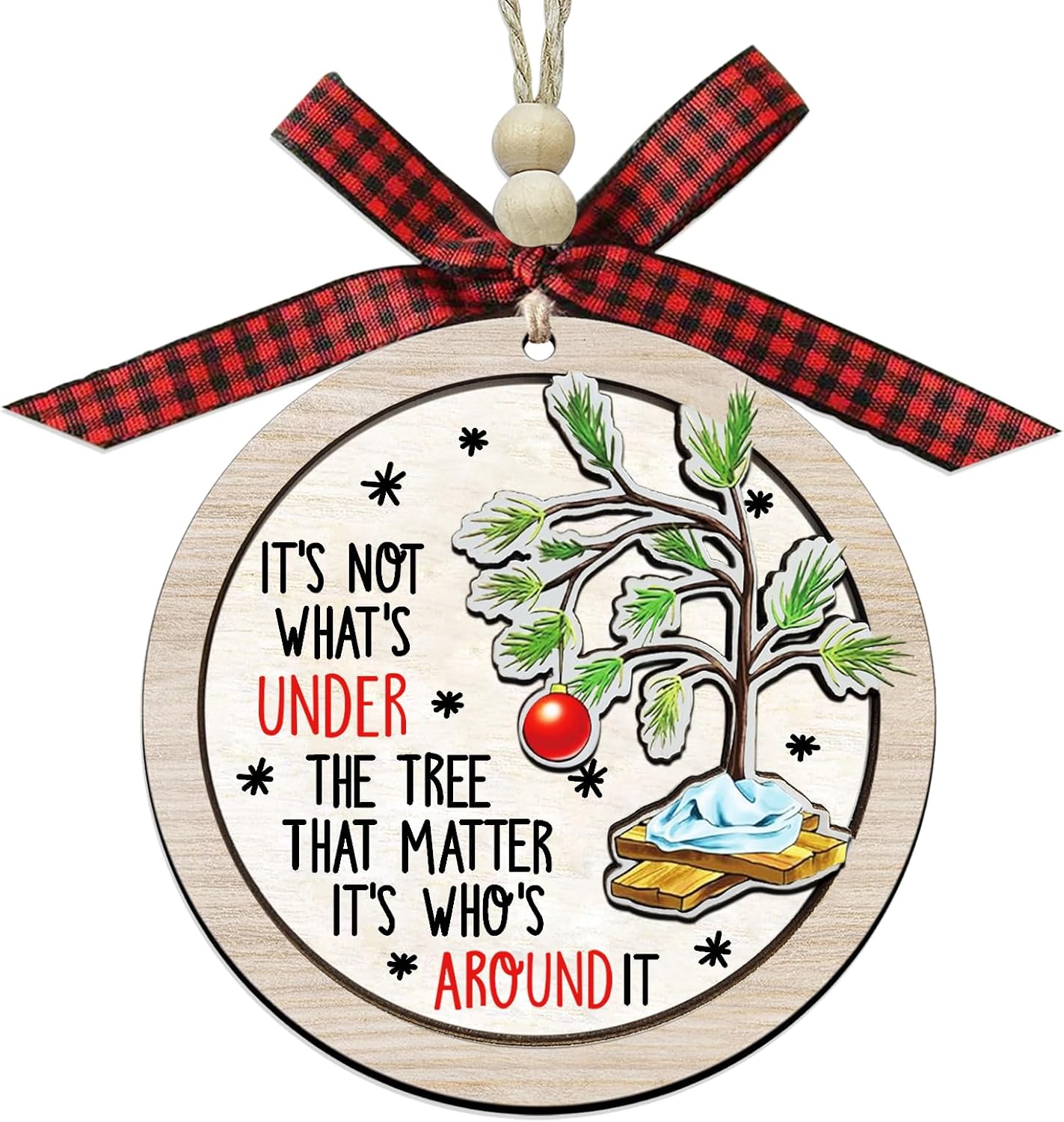 Christmas Ornaments 2025,Wooden Ornaments for Christmas Tree, Christmas Decorations Gifts for Women, Men, Vacation Ornament for Family, Sister, Friends, Meaningful Ornaments