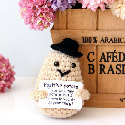 Mini Positive Cute Funny Life Potato Tomato Eggplant Onion Cute Animals Creative Knitted Holding Card Crochet Birthday Christmas Girls Gifts Party Decor