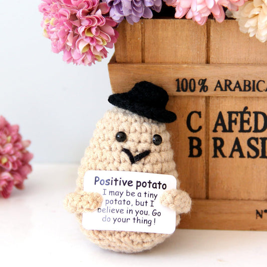 Mini Positive Cute Funny Life Potato Tomato Eggplant Onion Cute Animals Creative Knitted Holding Card Crochet Birthday Christmas Girls Gifts Party Decor