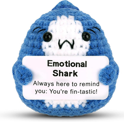 Hoedia Handmade Emotional Pickle Gift, Cucumber Crochet Doll Inspirational Gifts with Cards, Cute Knitted Funny Support Pickle Potato Friend Birthday (Emotional Strawberry)