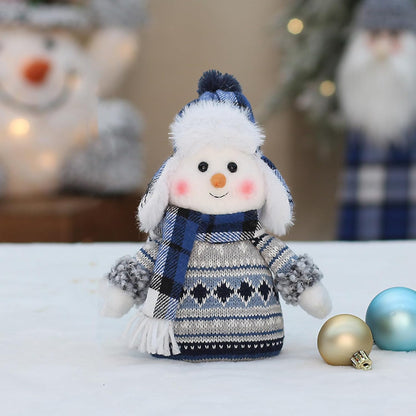 Christmas Blue Fabric Doll Doll Cute Ski Swing Snowman Decoration Ornaments