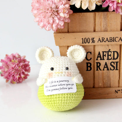 Mini Positive Cute Funny Life Potato Tomato Eggplant Onion Cute Animals Creative Knitted Holding Card Crochet Birthday Christmas Girls Gifts Party Decor