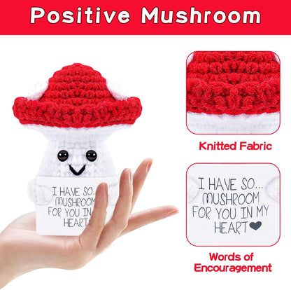 Hoedia Handmade Emotional Pickle Gift, Cucumber Crochet Doll Inspirational Gifts with Cards, Cute Knitted Funny Support Pickle Potato Friend Birthday (Emotional Strawberry)