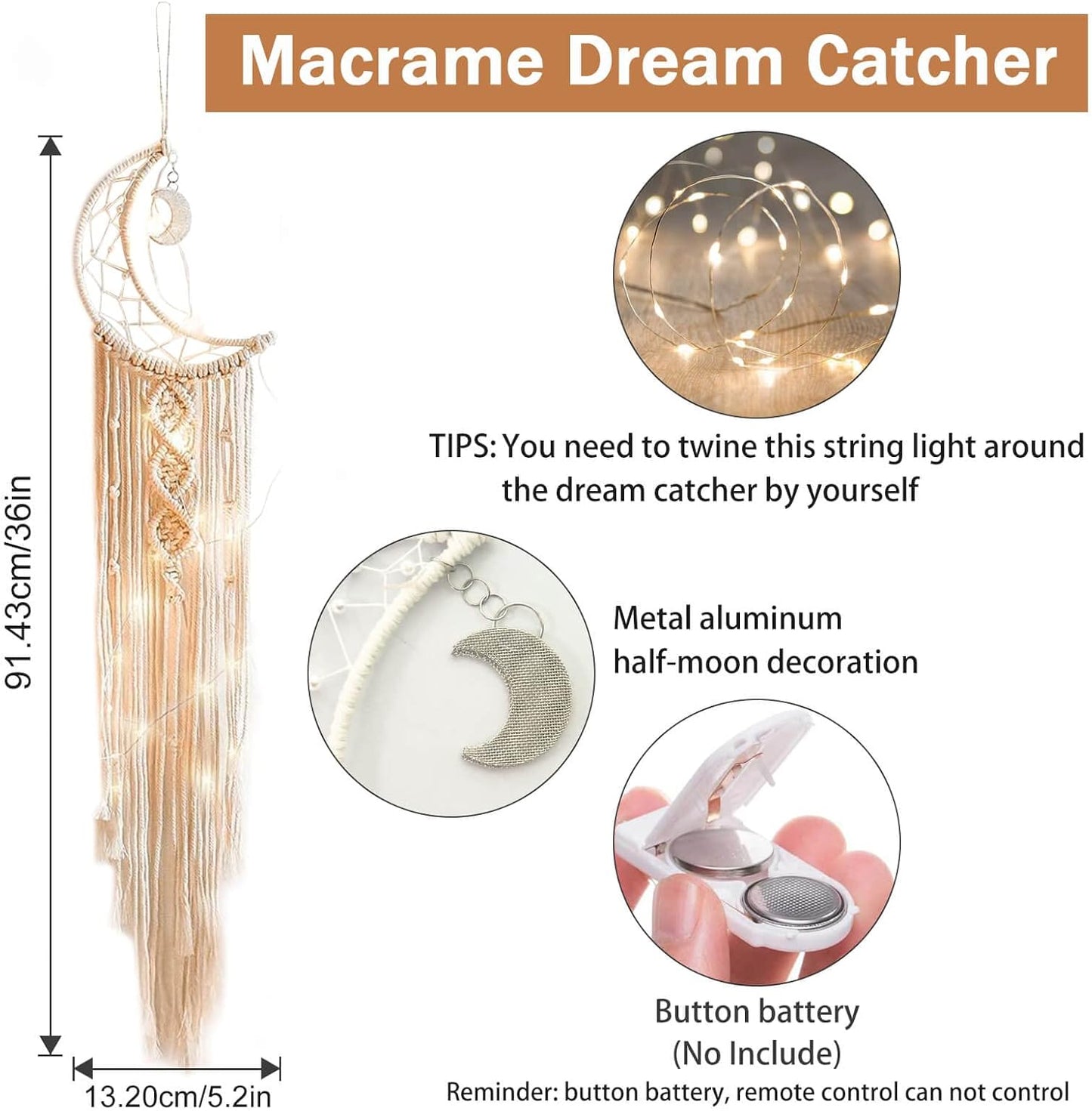 Hanging Photo Display Wall Decor, Macrame Wall Hanging Boho Room Bedroom Decor, Picture Frame Collage Board with Light 30 Clip, Christmas Gifts