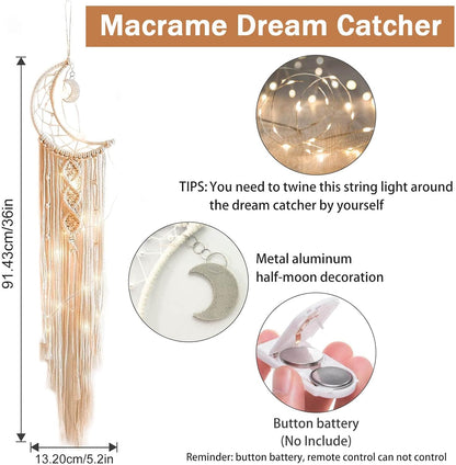 Hanging Photo Display Wall Decor, Macrame Wall Hanging Boho Room Bedroom Decor, Picture Frame Collage Board with Light 30 Clip, Christmas Gifts