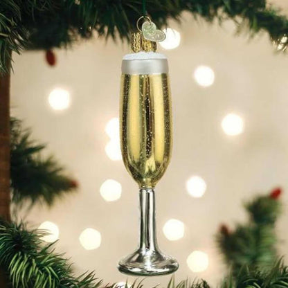 Old World Christmas Prosecco Bottle Glass Blown Ornament for Christmas Tree, Handcrafted Holiday Decoration, Adult Beverages Collection