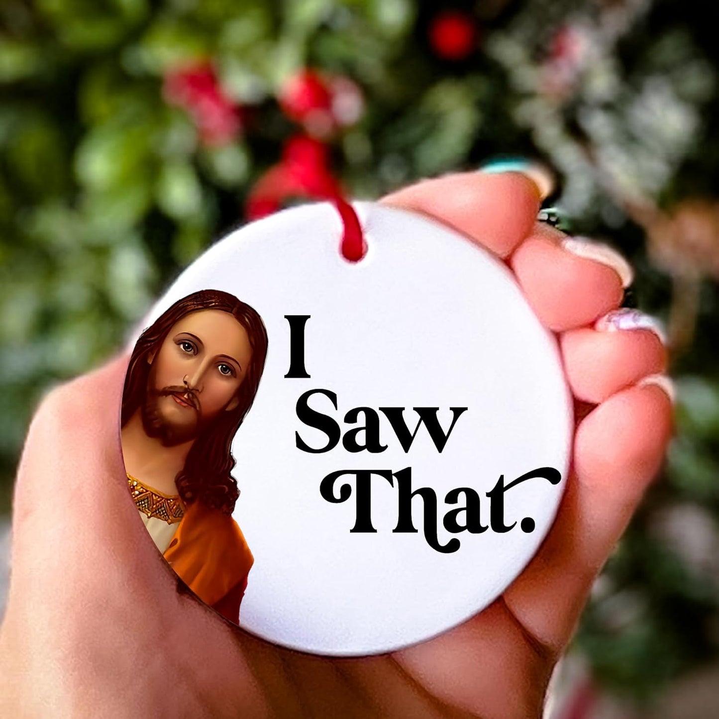 Funny Christmas Ornaments - I Saw That Jesus Ornament - Stocking Stuffers for Women Men - Funny Ornaments for Adults Exchange - Christmas Gift for Women Men Coworkers Mom