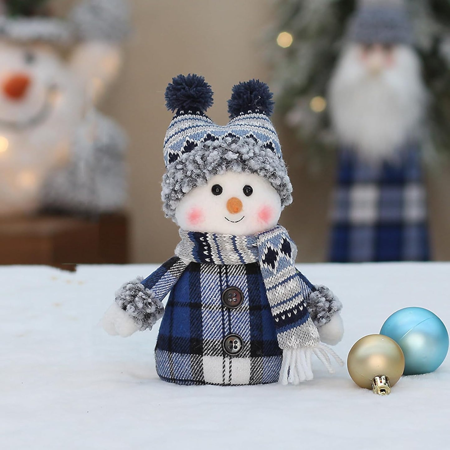 Christmas Blue Fabric Doll Doll Cute Ski Swing Snowman Decoration Ornaments