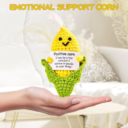 Hoedia Handmade Emotional Pickle Gift, Cucumber Crochet Doll Inspirational Gifts with Cards, Cute Knitted Funny Support Pickle Potato Friend Birthday (Emotional Strawberry)