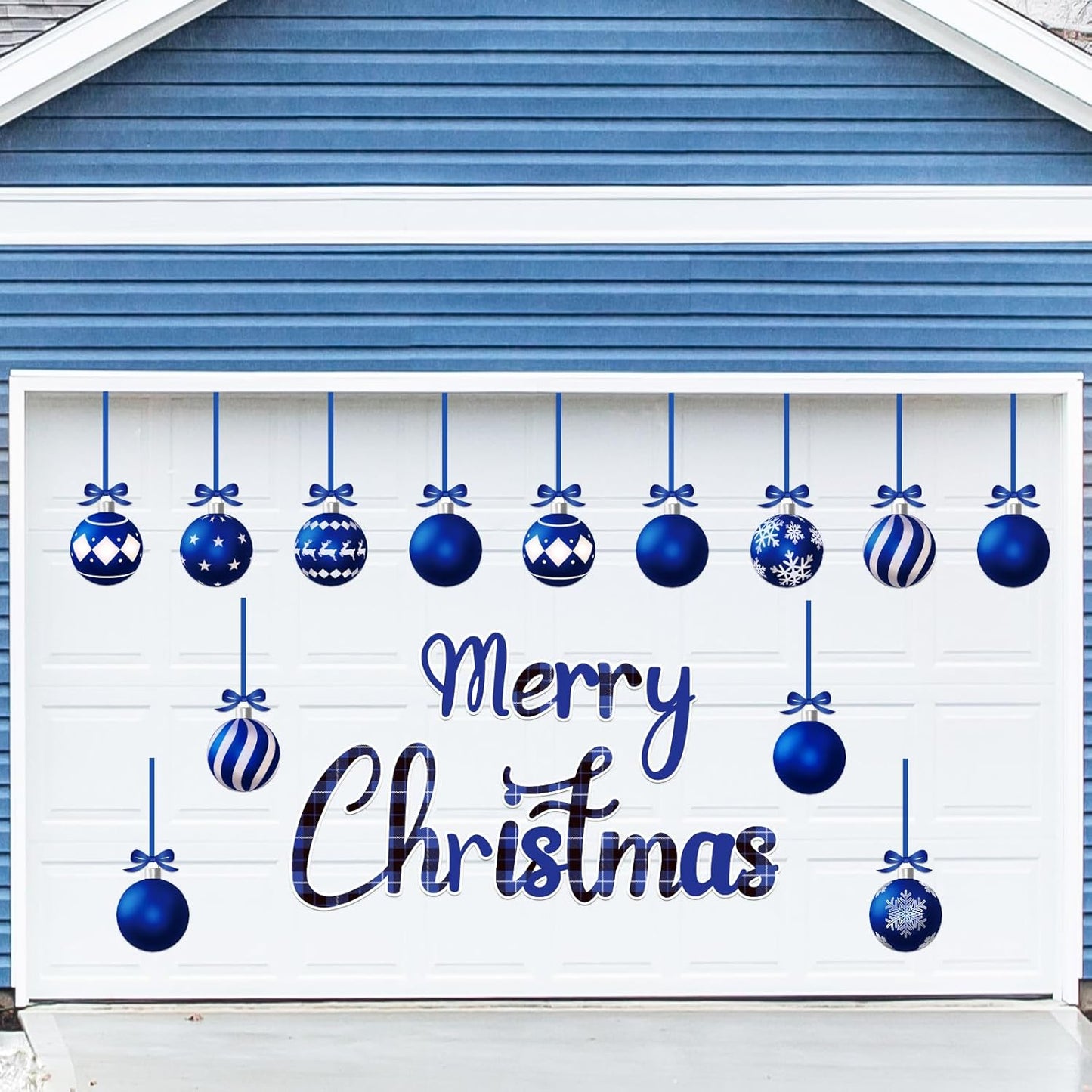 90shine 32PCS Christmas Garage Door Decorations Magnets - Merry Xmas Ball Holiday Refrigerator Fridge Kitchen Decor(Red, Silver)