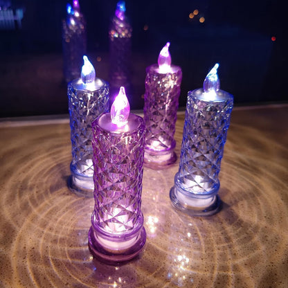 Rose Shadow LED Flameless Candles, 6PCS Romantic Battery Operated Candles Led Pillar Candles for Valentines Anniversary Wedding Christmas Decorations(White, D 2.5" x H 7.2")