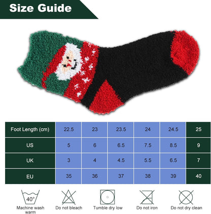 5Pairs Free Size Fuzzy Socks Soft Wool Crew Warm Socks for Women Winter Multicolor Christmas Womens Winter Socks Gift Box