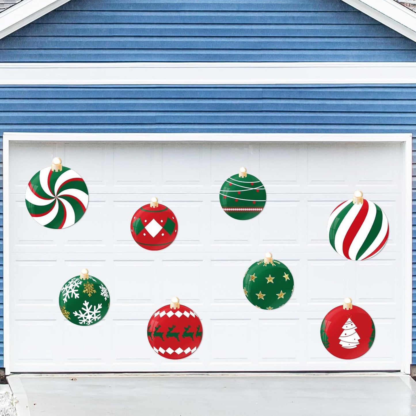 90shine 32PCS Christmas Garage Door Decorations Magnets - Merry Xmas Ball Holiday Refrigerator Fridge Kitchen Decor(Red, Silver)