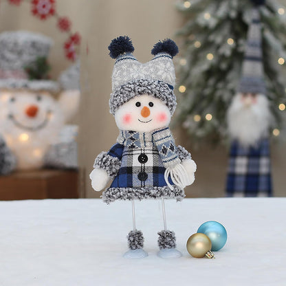 Christmas Blue Fabric Doll Doll Cute Ski Swing Snowman Decoration Ornaments