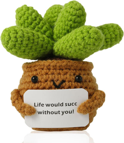 Crochet Potted Plants, Creative Knitted Potted Plants Mini Cute Emotional Positive Succulents Positive Life Potato Doll Ornaments Gifts