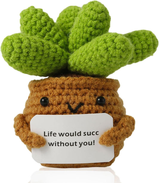 Crochet Potted Plants, Creative Knitted Potted Plants Mini Cute Emotional Positive Succulents Positive Life Potato Doll Ornaments Gifts