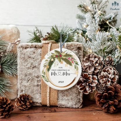 Wedding Gifts for Couple, Our First Christmas Married Ornament 2025, First Christmas Married Ornament, 1st Xmars As Mr and Mrs, Newlywed Gifts for Couples 2025, Bridal Shower Wedding Gift