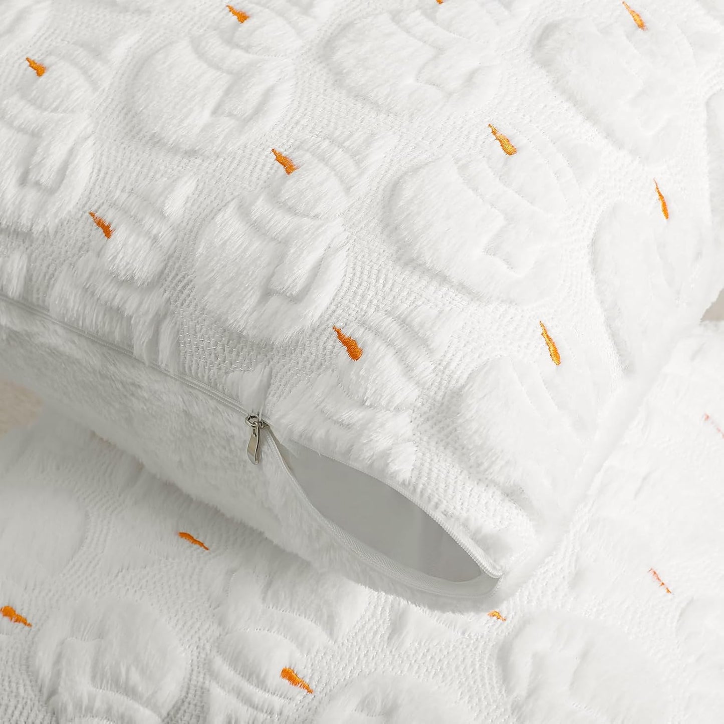 Christmas Throw Pillow Covers Xmas Winter Christmas Tree Faux Fur Cushion Covers, 3D Embroidered Pillow Cases