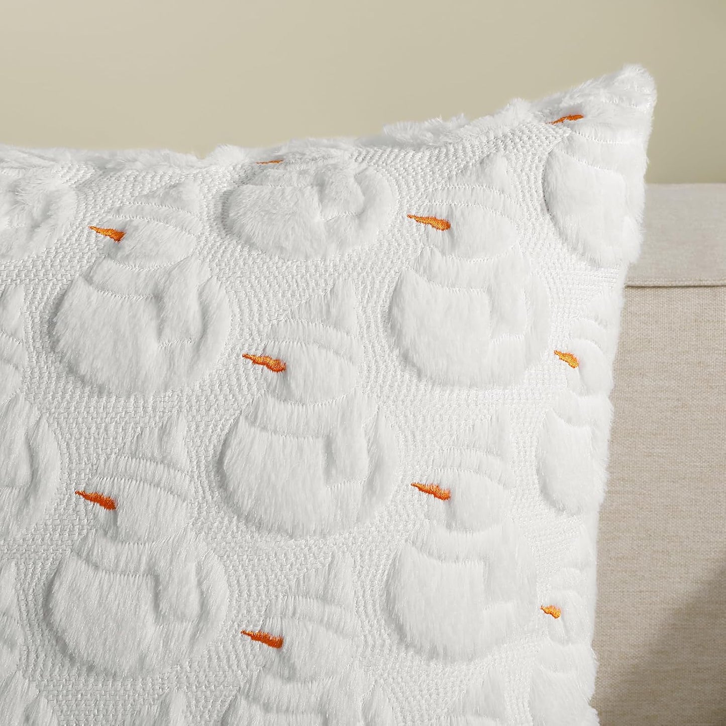 Christmas Throw Pillow Covers Xmas Winter Christmas Tree Faux Fur Cushion Covers, 3D Embroidered Pillow Cases