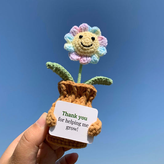 Thank You Gift for Women & Coworkers Emotional Support Crochet Flowers Positive Inspirational Gift with Card 5-Color