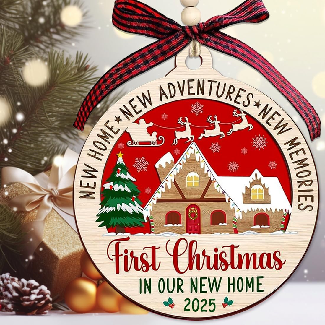 Christmas Ornaments 2025,Wooden Ornaments for Christmas Tree, Christmas Decorations Gifts for Women, Men, Vacation Ornament for Family, Sister, Friends, Meaningful Ornaments