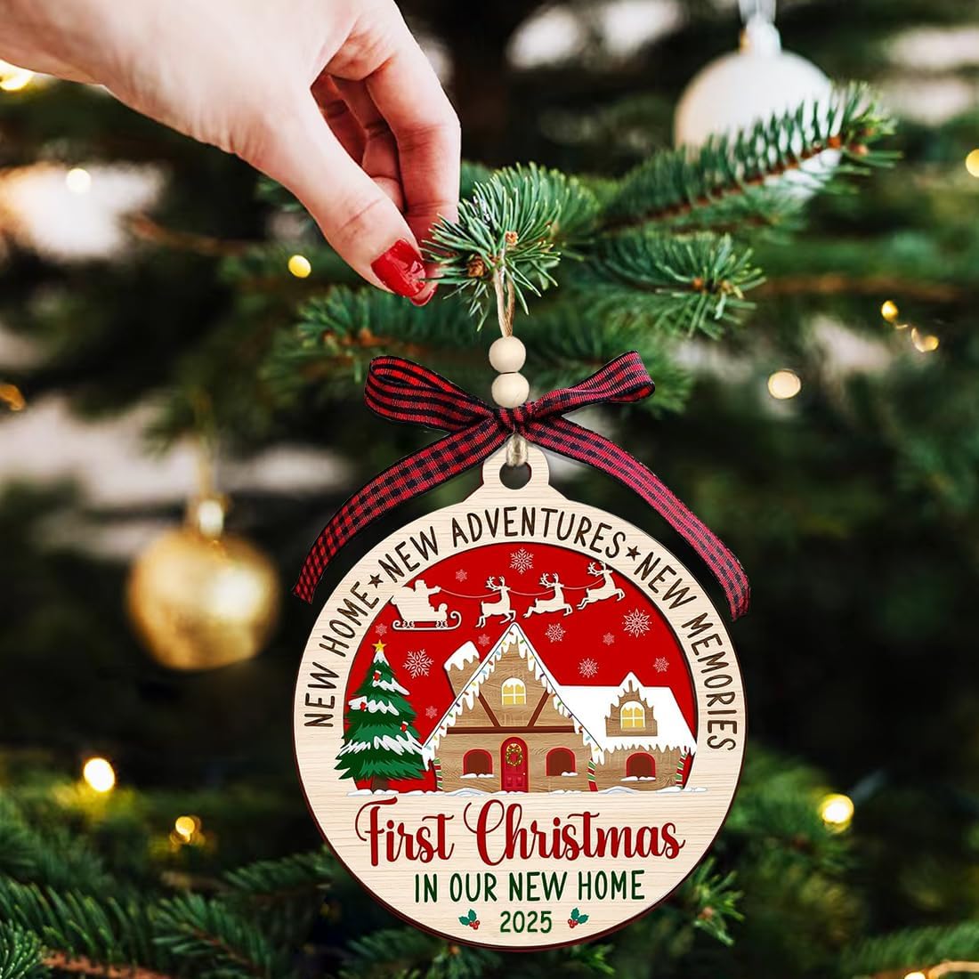 Christmas Ornaments 2025,Wooden Ornaments for Christmas Tree, Christmas Decorations Gifts for Women, Men, Vacation Ornament for Family, Sister, Friends, Meaningful Ornaments