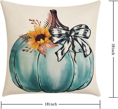 Ghost Halloween Decor-Throw Pillow Covers 18x18 in Set of 4,Spooky Gothic Linen Pillow Case for Couch Fall Christmas Holiday Outdoor Burnt Orange Black White Decorations