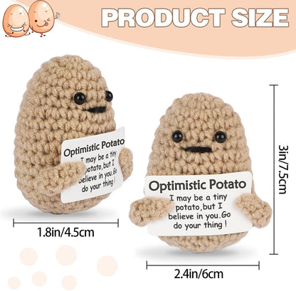 Mini Optimistic Funny Potato, Knitted Doll with Card for Cheer Up Gifts and Party Decorations