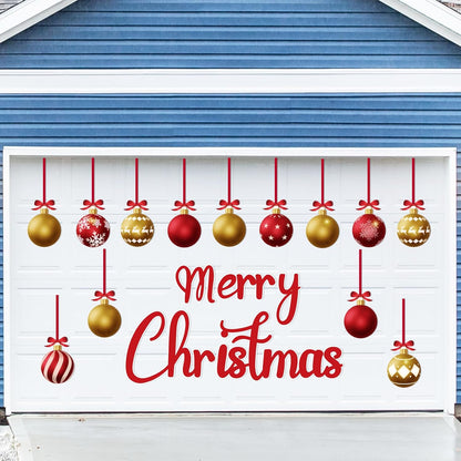 90shine 32PCS Christmas Garage Door Decorations Magnets - Merry Xmas Ball Holiday Refrigerator Fridge Kitchen Decor(Red, Silver)