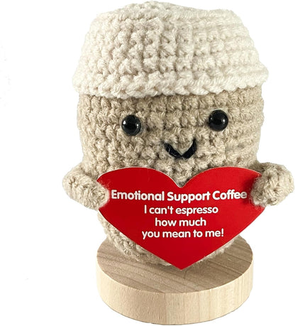 Funny Mini Positive Potato, Cute Crochet Doll with Positive Card, Soft Wool Knitting Toy Decoration