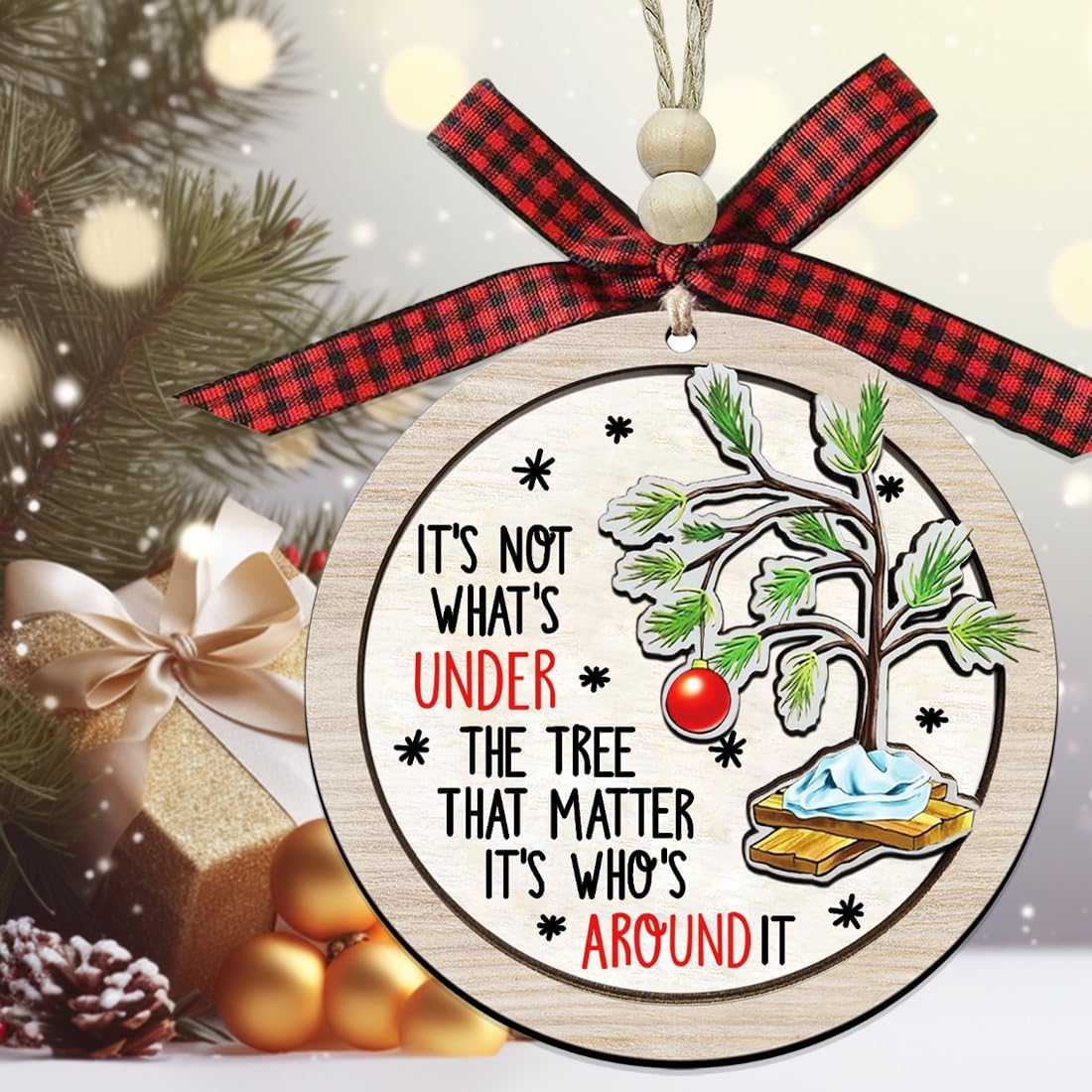 Christmas Ornaments 2025,Wooden Ornaments for Christmas Tree, Christmas Decorations Gifts for Women, Men, Vacation Ornament for Family, Sister, Friends, Meaningful Ornaments