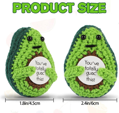 Hoedia Handmade Emotional Pickle Gift, Cucumber Crochet Doll Inspirational Gifts with Cards, Cute Knitted Funny Support Pickle Potato Friend Birthday (Emotional Strawberry)