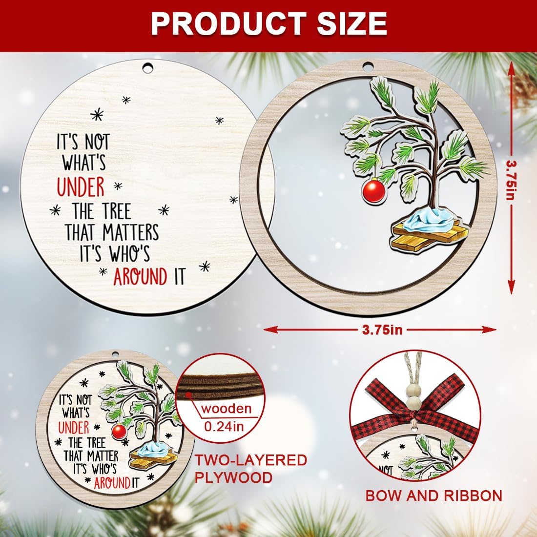 Christmas Ornaments 2025,Wooden Ornaments for Christmas Tree, Christmas Decorations Gifts for Women, Men, Vacation Ornament for Family, Sister, Friends, Meaningful Ornaments