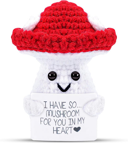 Hoedia Handmade Emotional Pickle Gift, Cucumber Crochet Doll Inspirational Gifts with Cards, Cute Knitted Funny Support Pickle Potato Friend Birthday (Emotional Strawberry)