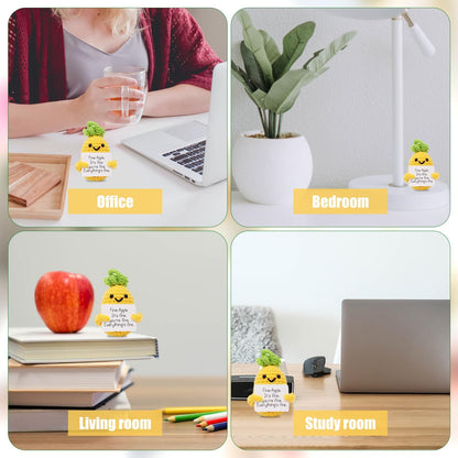 Funny Positive Pineapple, Knitted Pineapple Potato Toy with Encouraging Card Party Decoration Encouragement Gift