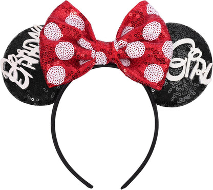 Christmas Mouse Ears Headband, Christmas Ears for Women Adult Kids, Christmas Headband Park Ears Christmas Party Cosplay Costumes Accessories (Ginger)