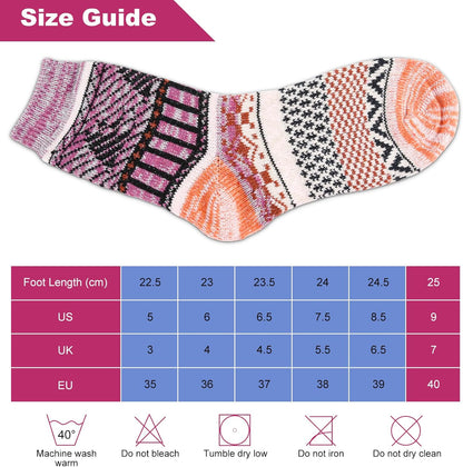 5Pairs Free Size Fuzzy Socks Soft Wool Crew Warm Socks for Women Winter Multicolor Christmas Womens Winter Socks Gift Box