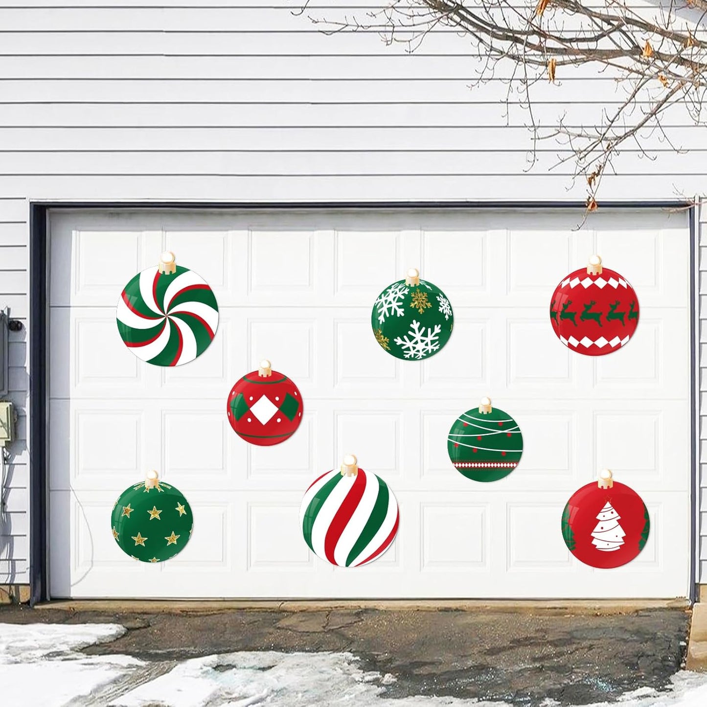 90shine 32PCS Christmas Garage Door Decorations Magnets - Merry Xmas Ball Holiday Refrigerator Fridge Kitchen Decor(Red, Silver)