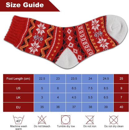 5Pairs Free Size Fuzzy Socks Soft Wool Crew Warm Socks for Women Winter Multicolor Christmas Womens Winter Socks Gift Box