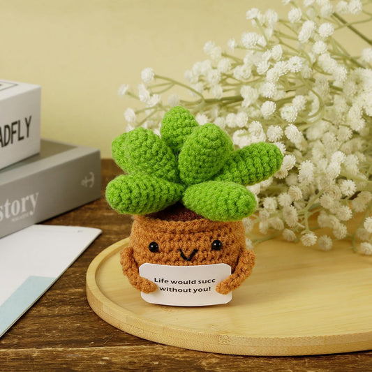 Crochet Potted Plants, Creative Knitted Potted Plants Mini Cute Emotional Positive Succulents Positive Life Potato Doll Ornaments Gifts