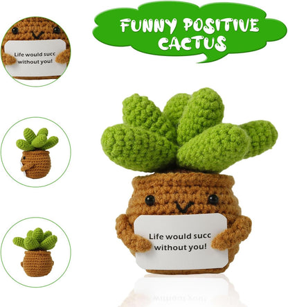 Crochet Potted Plants, Creative Knitted Potted Plants Mini Cute Emotional Positive Succulents Positive Life Potato Doll Ornaments Gifts