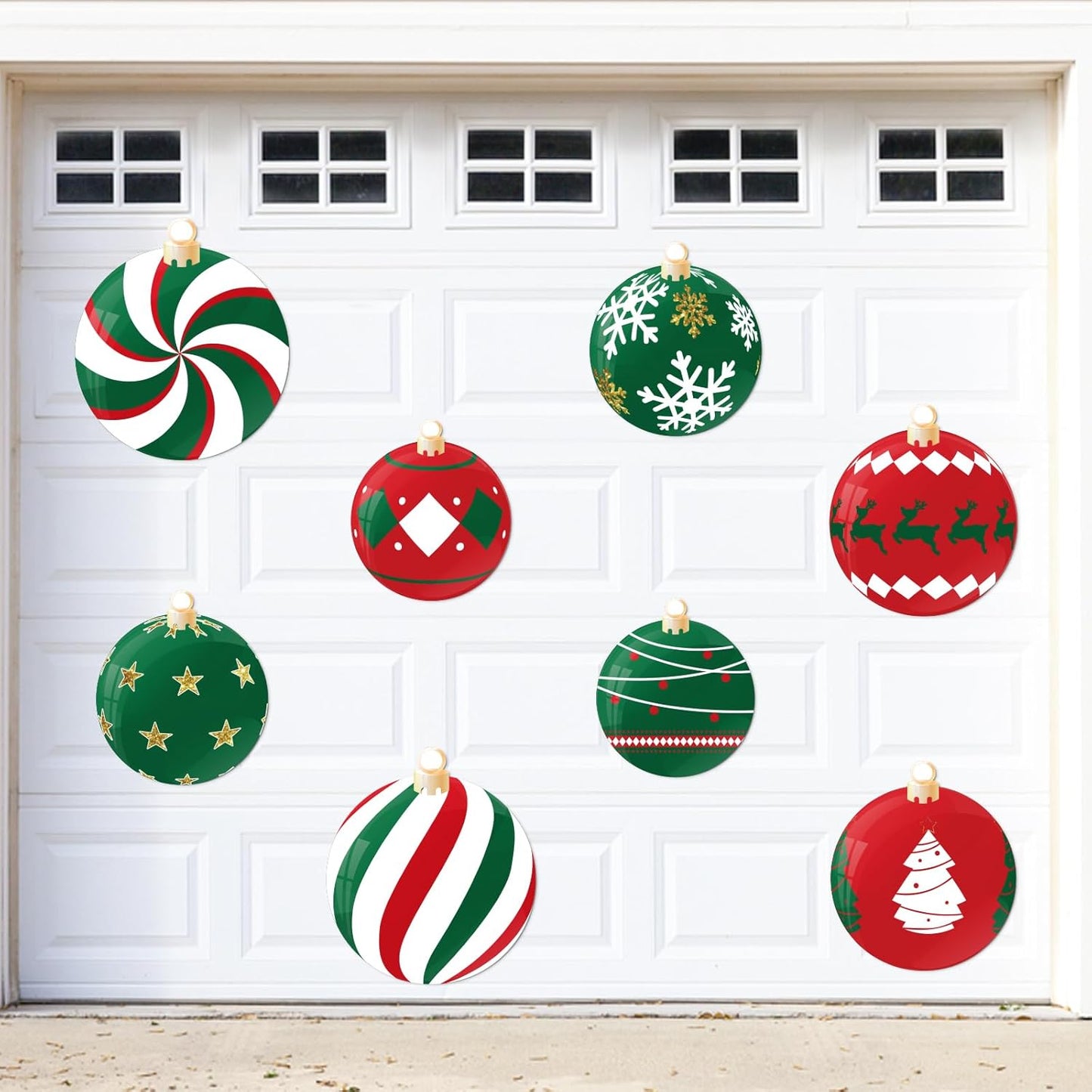 90shine 32PCS Christmas Garage Door Decorations Magnets - Merry Xmas Ball Holiday Refrigerator Fridge Kitchen Decor(Red, Silver)
