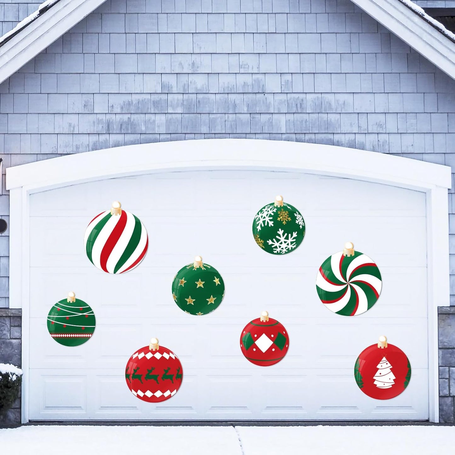 90shine 32PCS Christmas Garage Door Decorations Magnets - Merry Xmas Ball Holiday Refrigerator Fridge Kitchen Decor(Red, Silver)