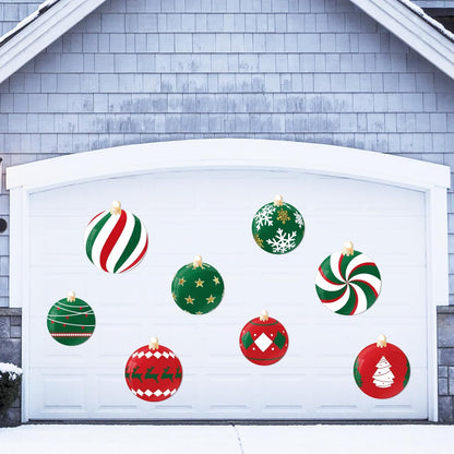 90shine 32PCS Christmas Garage Door Decorations Magnets - Merry Xmas Ball Holiday Refrigerator Fridge Kitchen Decor(Red, Silver)