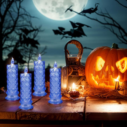 Rose Shadow LED Flameless Candles, 6PCS Romantic Battery Operated Candles Led Pillar Candles for Valentines Anniversary Wedding Christmas Decorations(White, D 2.5" x H 7.2")